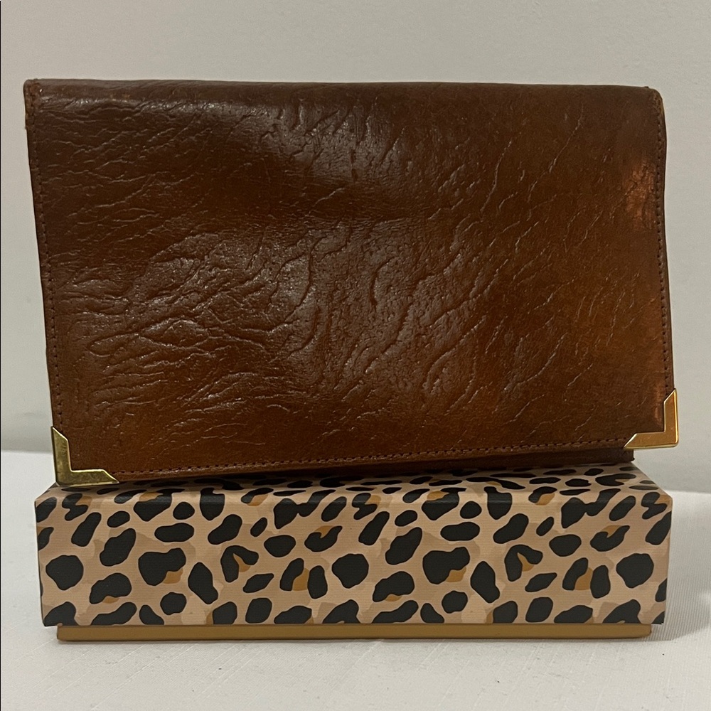 Caramel Brown Textured Leather Wallet